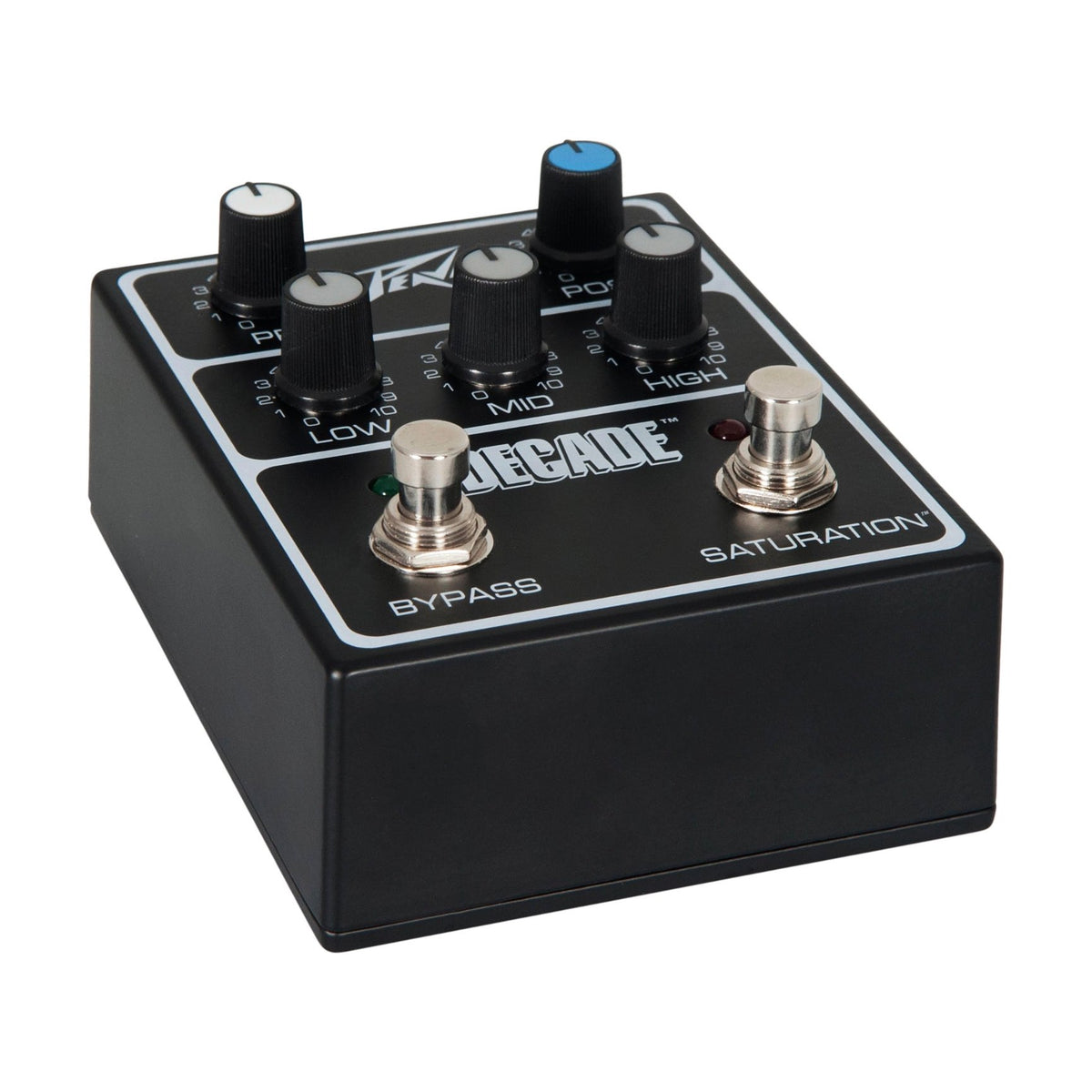 Peavey Decade gitaros efektų pedalas, valdikliai ir korpusas iš kito kampo