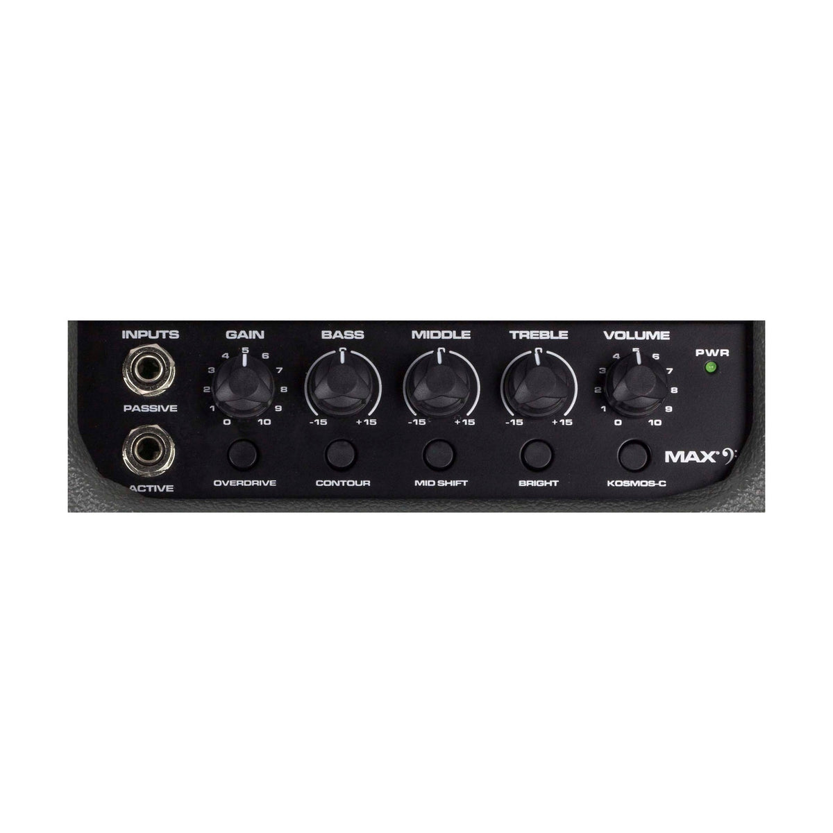 Peavey MAX 208 bosinės gitaros stiprintuvas, reguliatorių skydelis