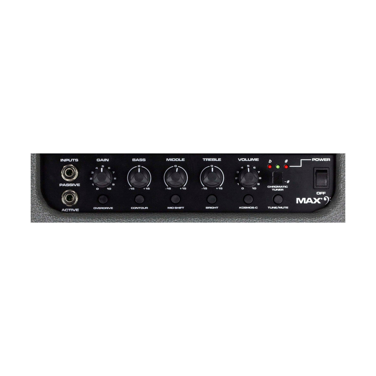 Peavey MAX 300 bosinės gitaros stiprintuvas, reguliatorių skydelis