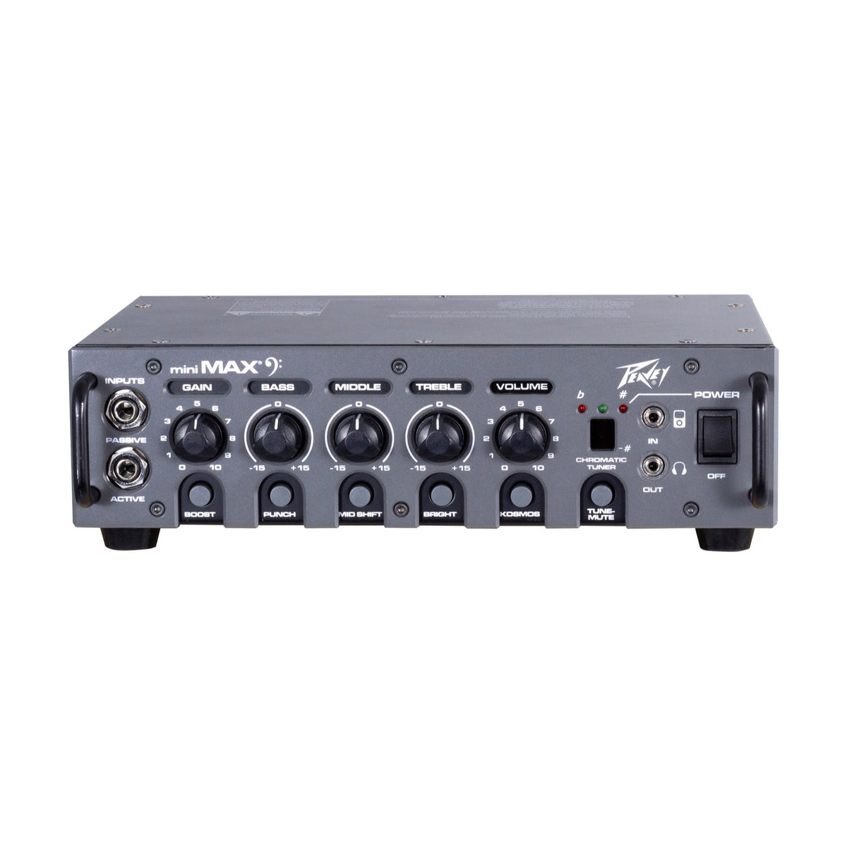 Peavey MiniMAX 600 bosinės gitaros stiprintuvas, priekinė dalis