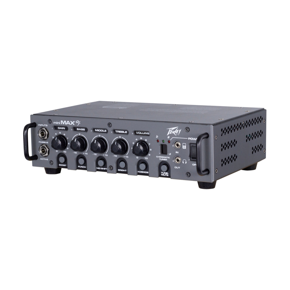 Peavey MiniMAX 600 bosinės gitaros stiprintuvas, korpuso vaizdas iš kitos pusės
