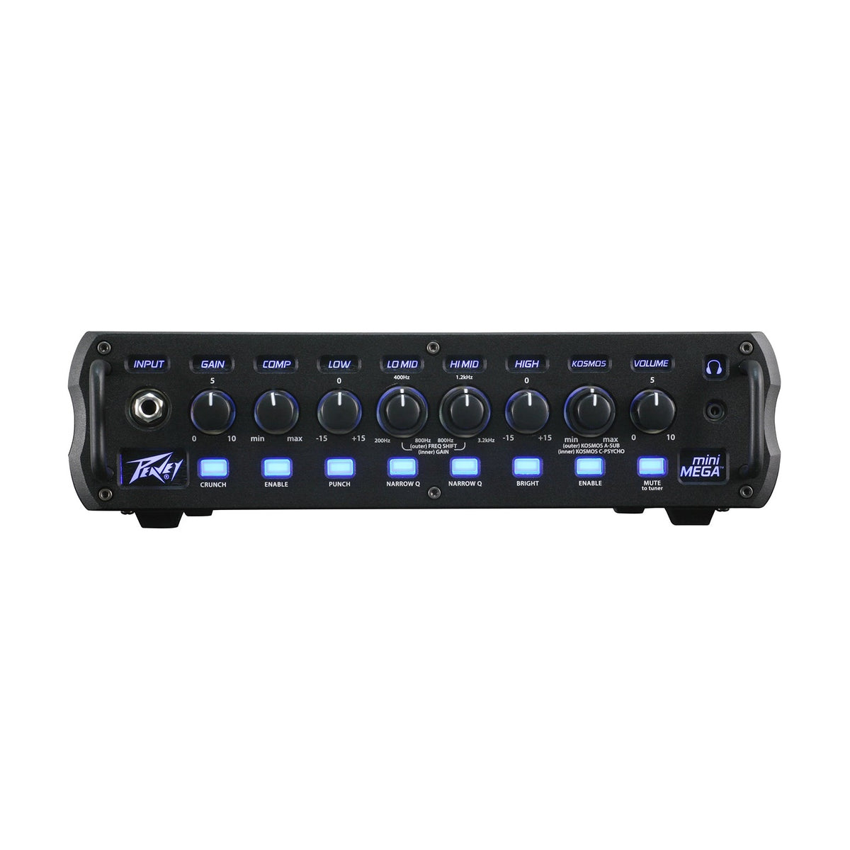 Peavey MiniMEGA bosinės gitaros stiprintuvas, priekinė dalis