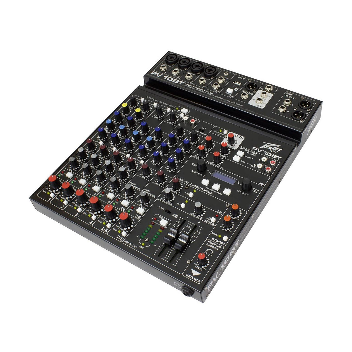 Peavey PV 10 BT analoginis mikšerinis pultas, valdymo skydelis kampu iš kairės
