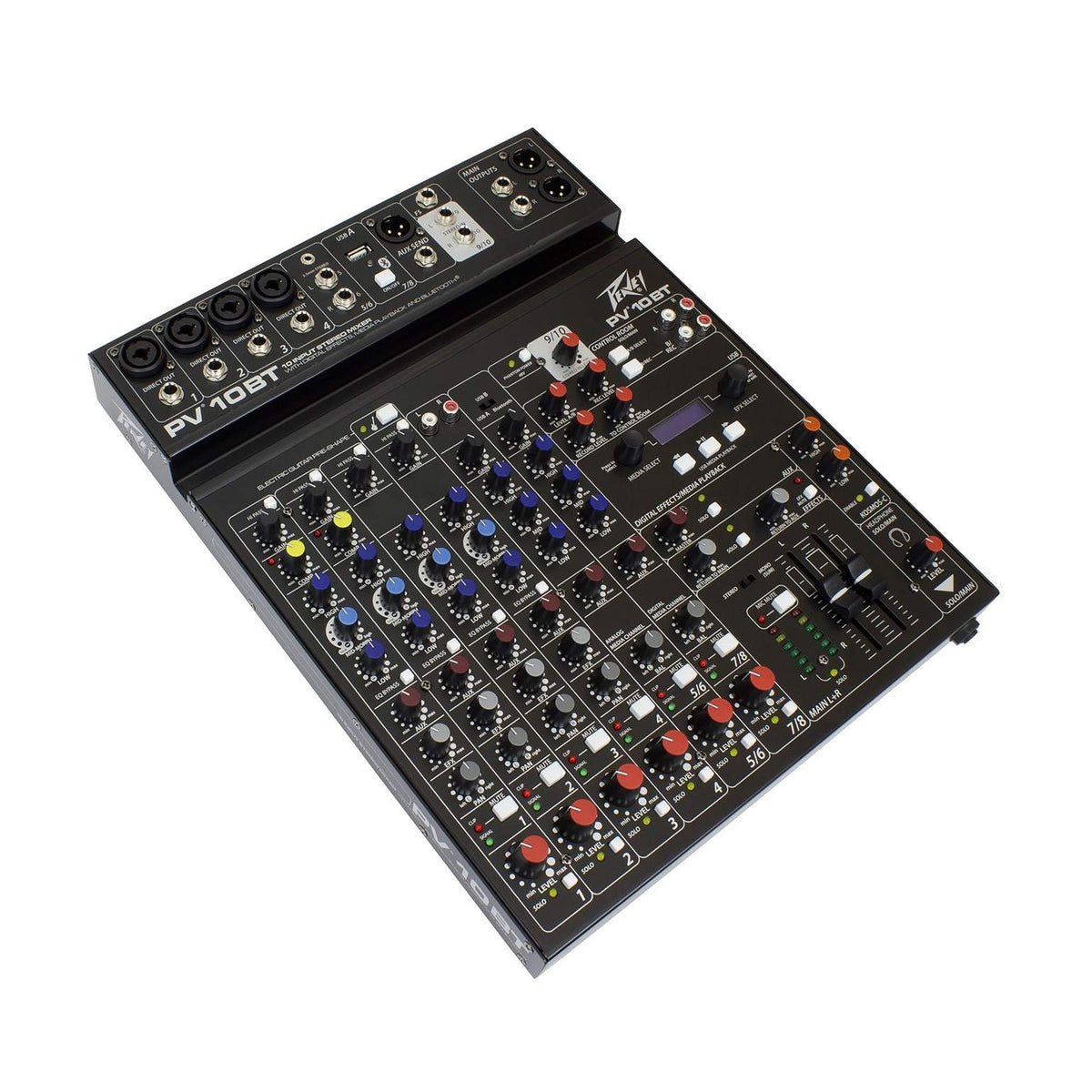 Peavey PV 10 BT analoginis mikšerinis pultas, valdymo skydelis kampu iš dešinės