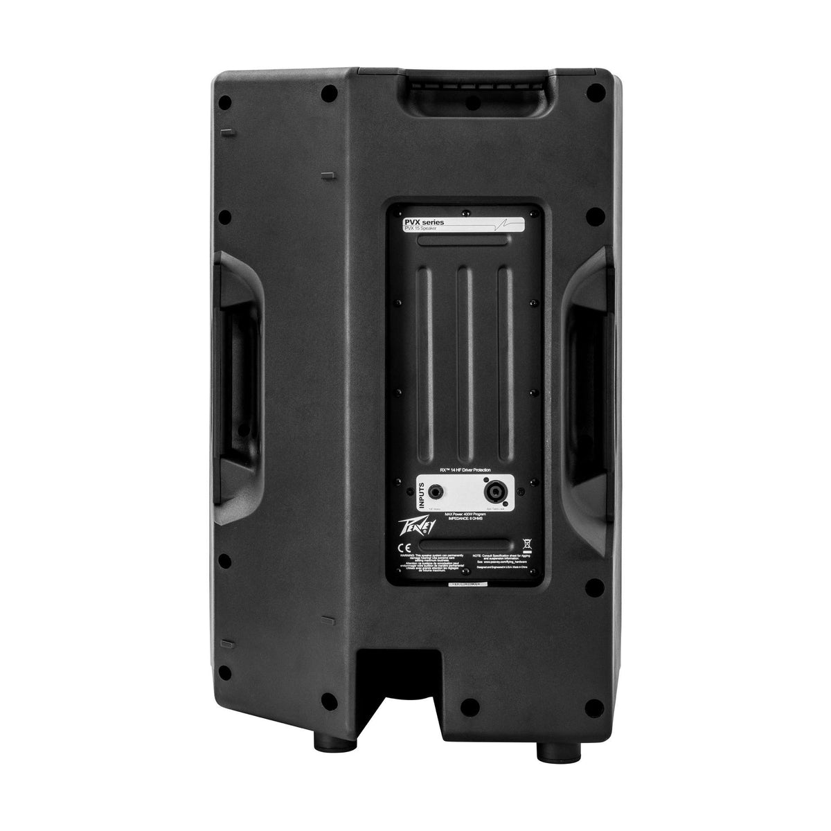 Peavey PVX 15 pasyvi garso kolonėlė, galinė dalis ir jungtys