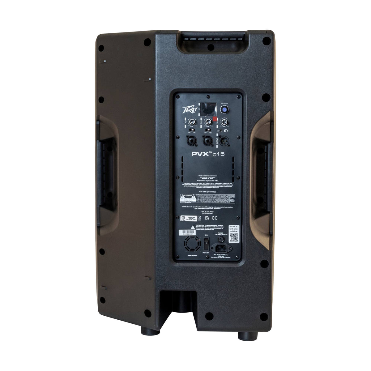 Peavey PVXp 15 Bluetooth aktyvi garso kolonėlė, galinė dalis ir jungtys
