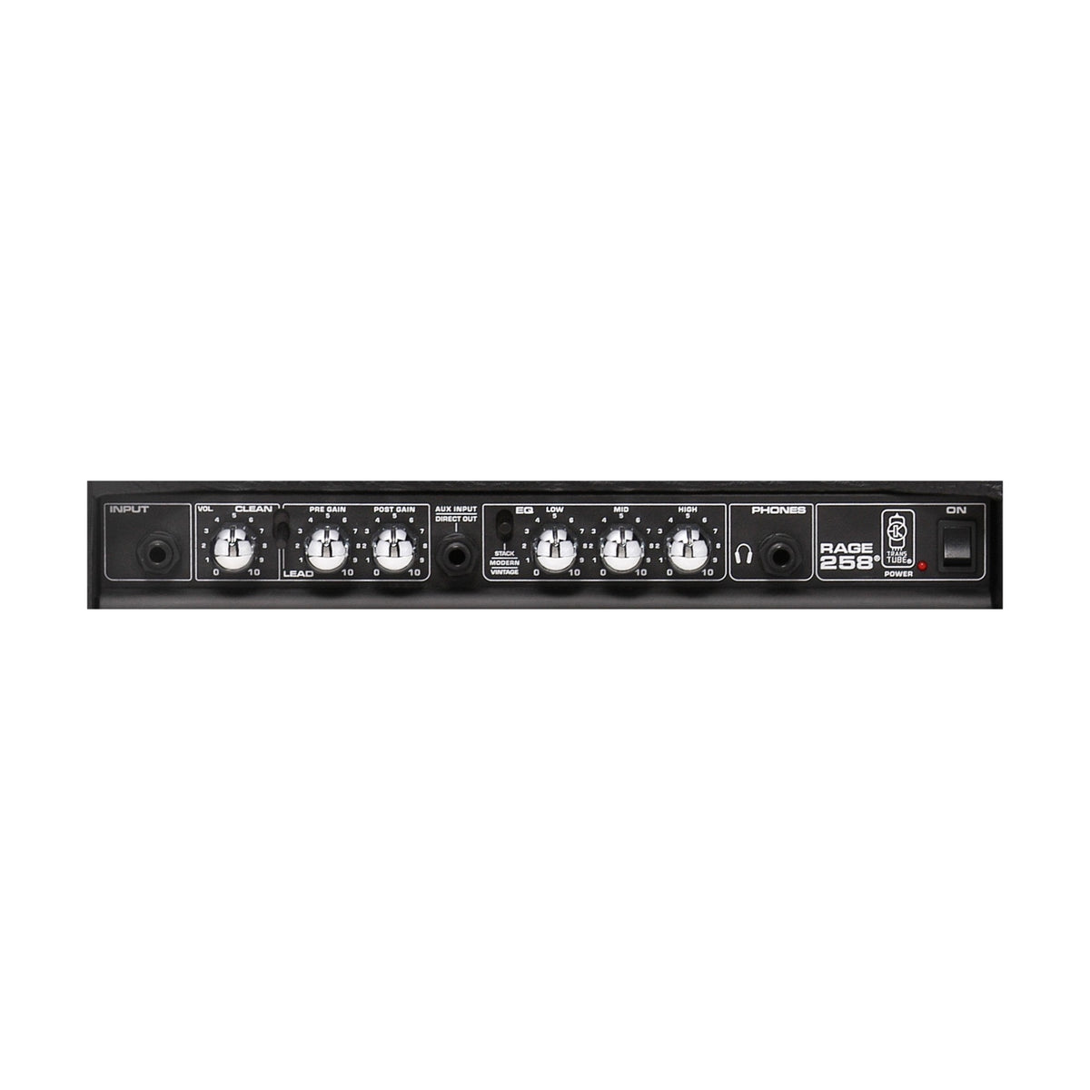 Peavey Rage 258 gitaros stiprintuvas, reguliatorių skydelio detalė