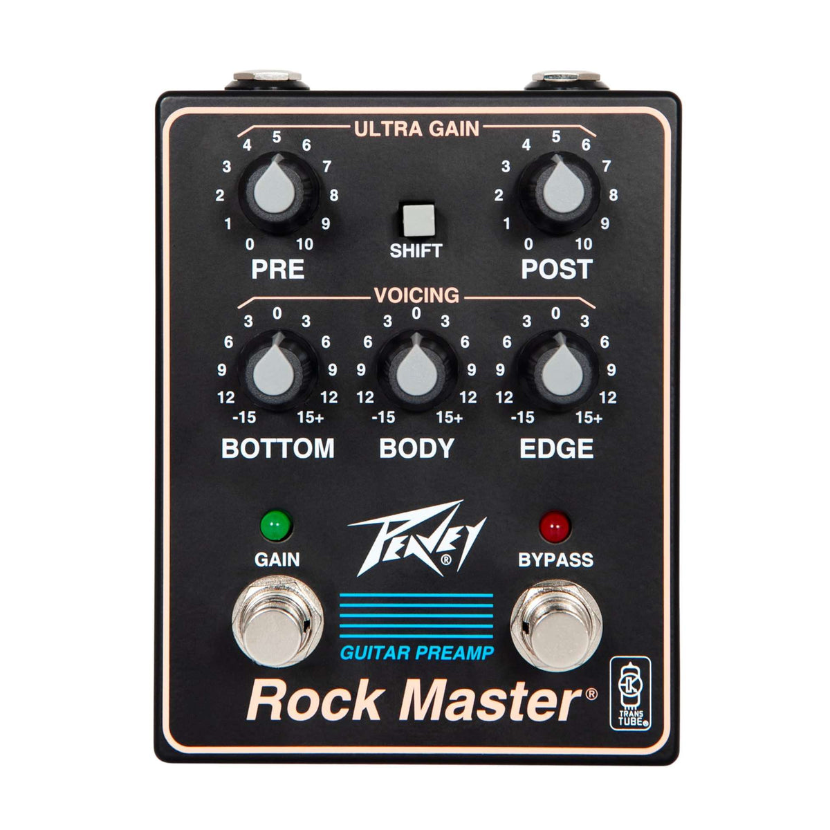 Peavey Rock Master gitaros efektų pedalas, priekinė dalis