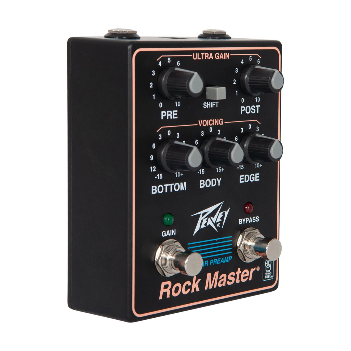 Peavey Rock Master gitaros efektų pedalas, korpuso vaizdas iš vienos pusės