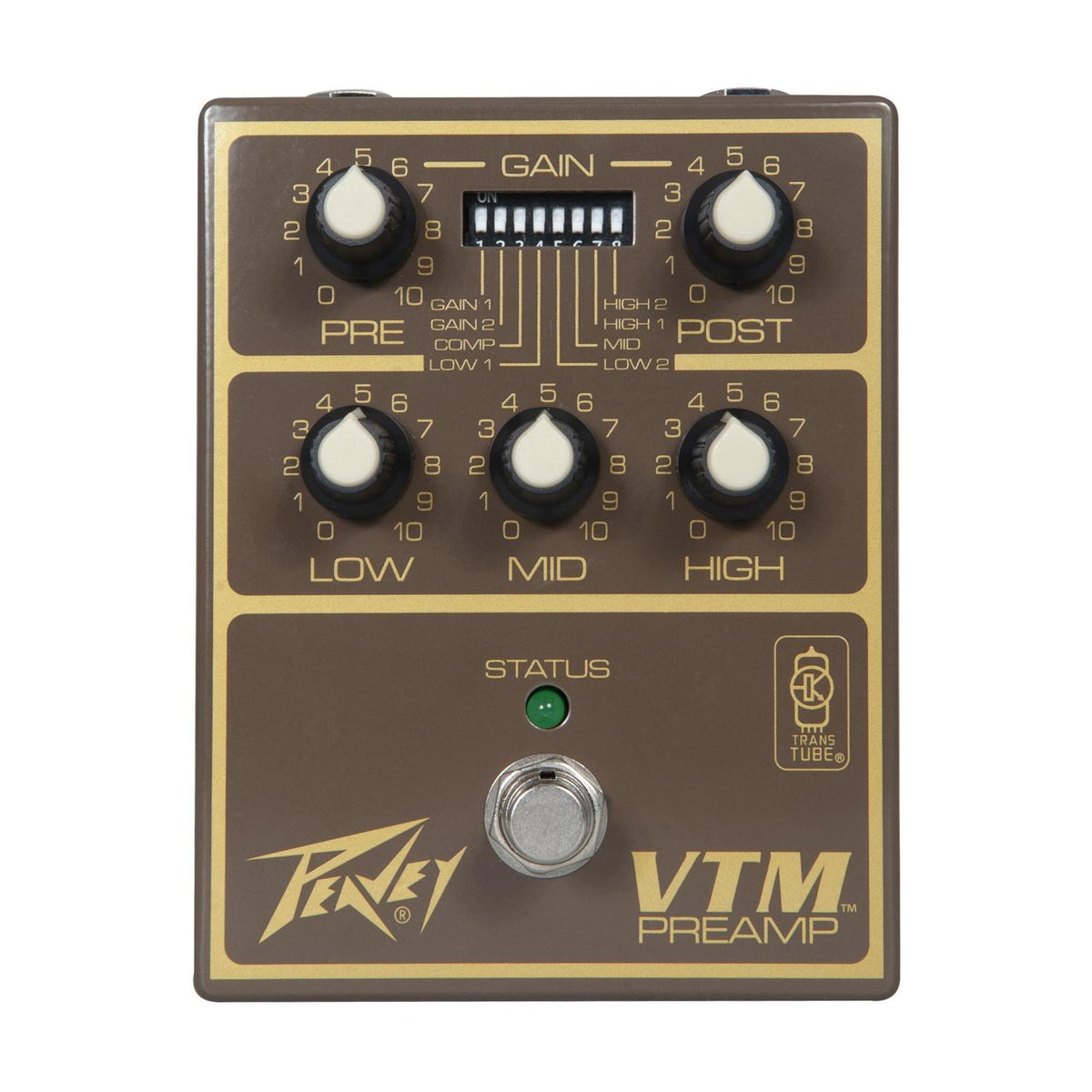 Peavey VTM gitaros efektų pedalas, reguliatoriai ir Custom Response jungikliai