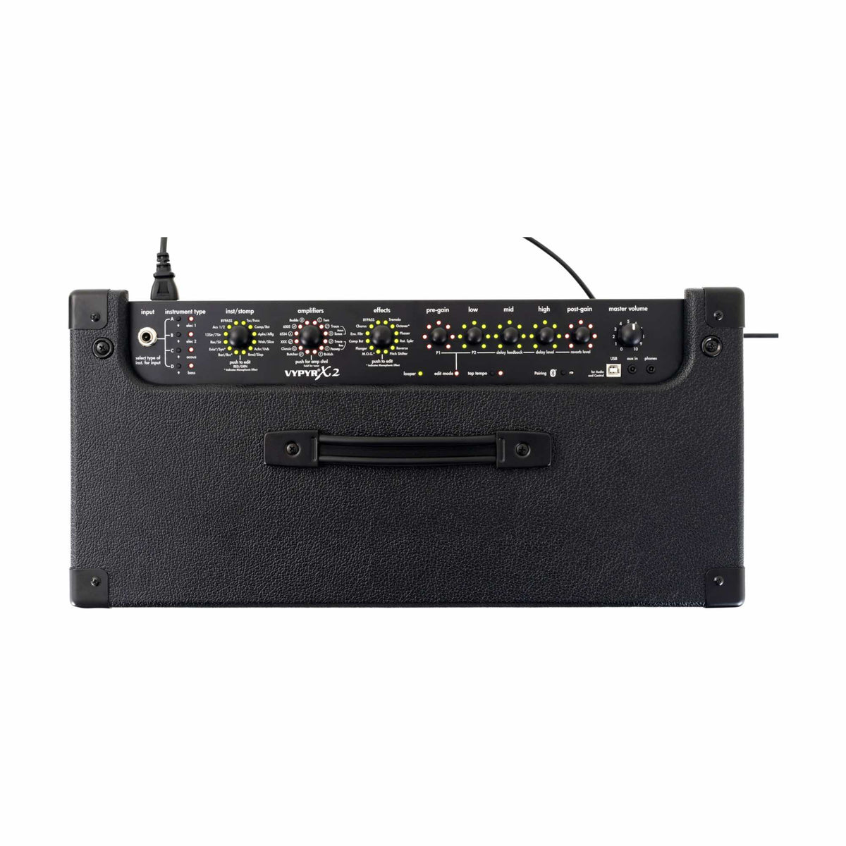 Peavey VYPYR X2 gitaros stiprintuvas, reguliatorių skydelis