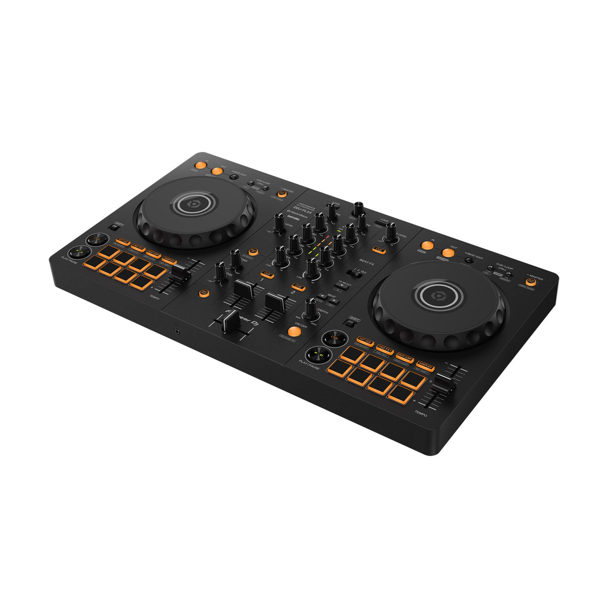 Pioneer DJ DDJ-FLX4 DJ kontroleris, bendras vaizdas kampu