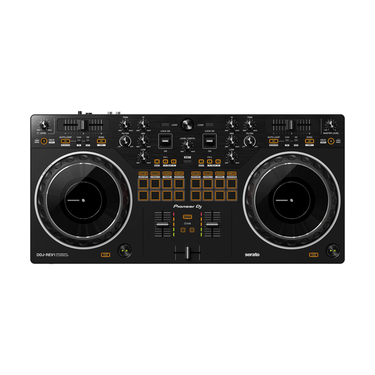 Pioneer DJ DDJ-REV1 DJ kontroleris, valdymo skydelis iš viršaus