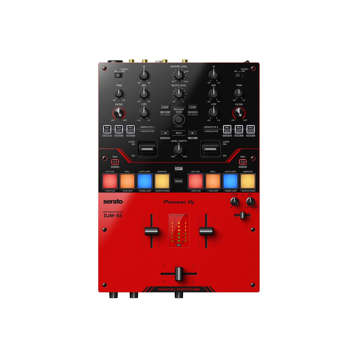 Pioneer DJ DJM-S5 DJ pultas, valdymo skydelis iš viršaus