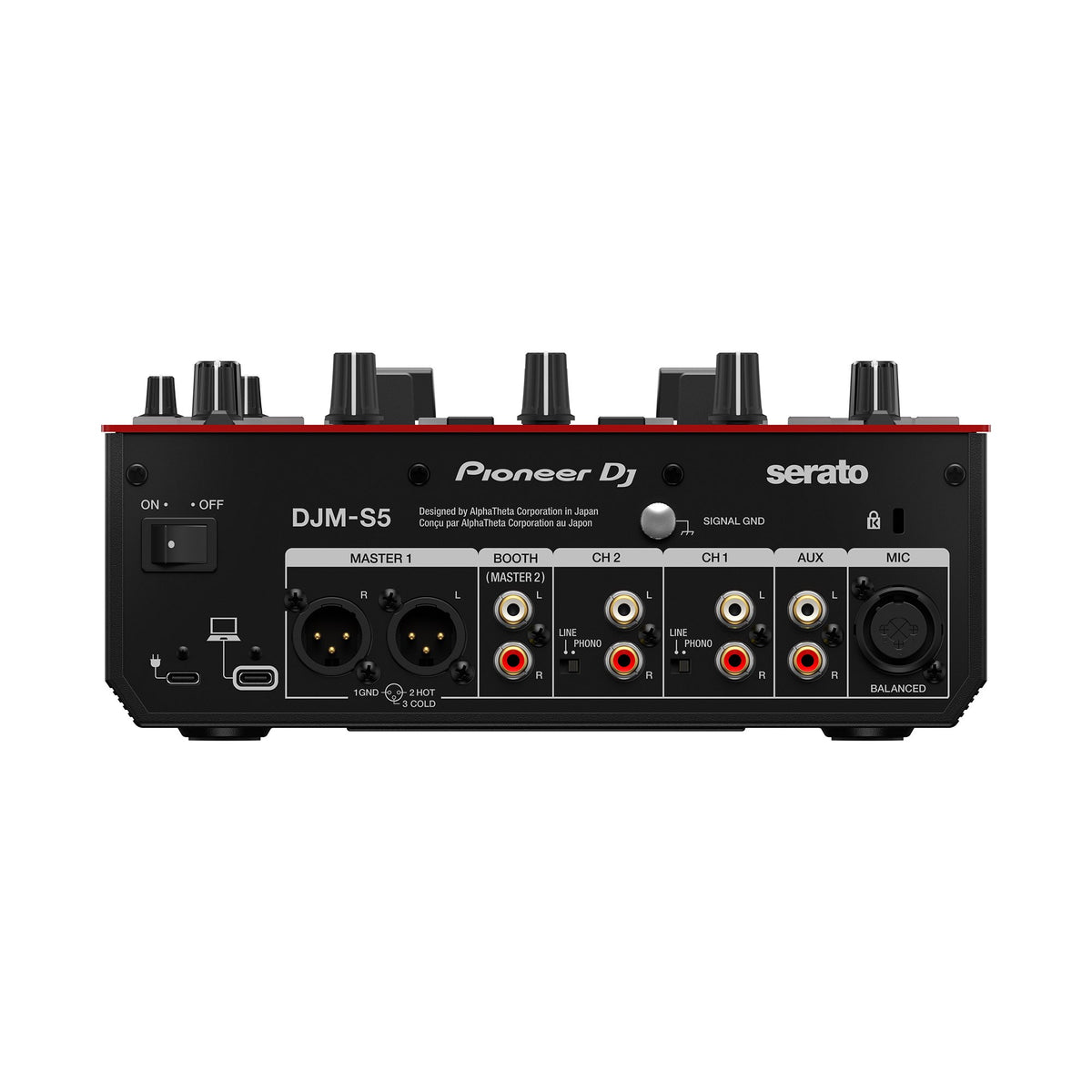 Pioneer DJ DJM-S5 DJ pultas, galinis skydelis ir jungtys