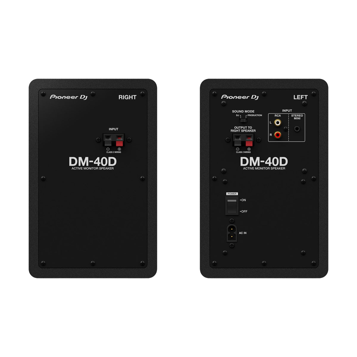 Pioneer DJ DM-40D active speakers, rear connections and settings