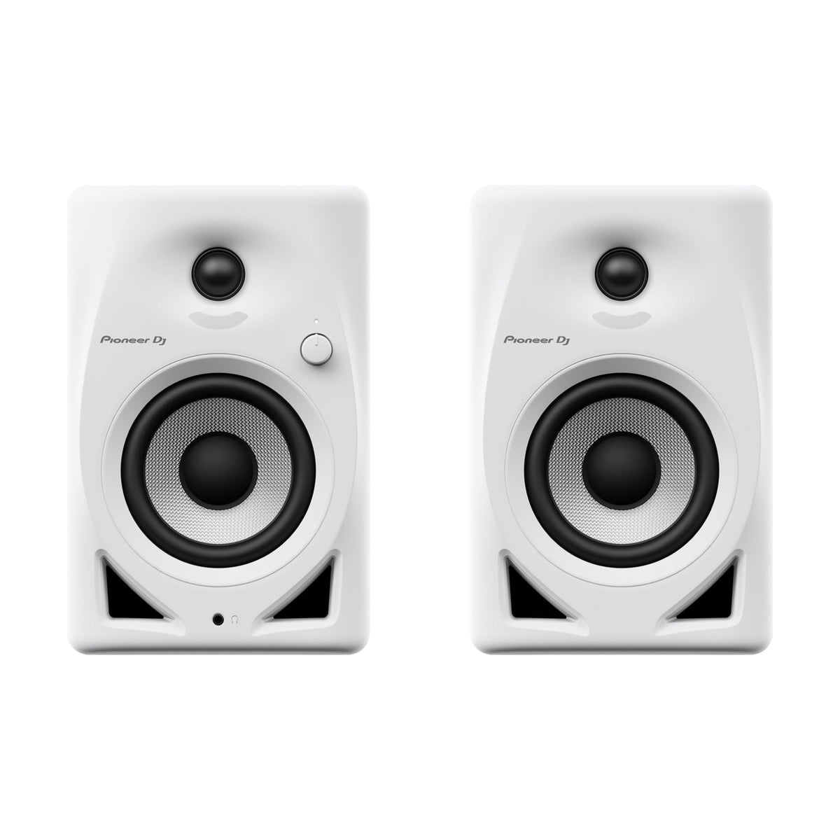 Pioneer DJ DM-40D-W active speakers, front view of the pair