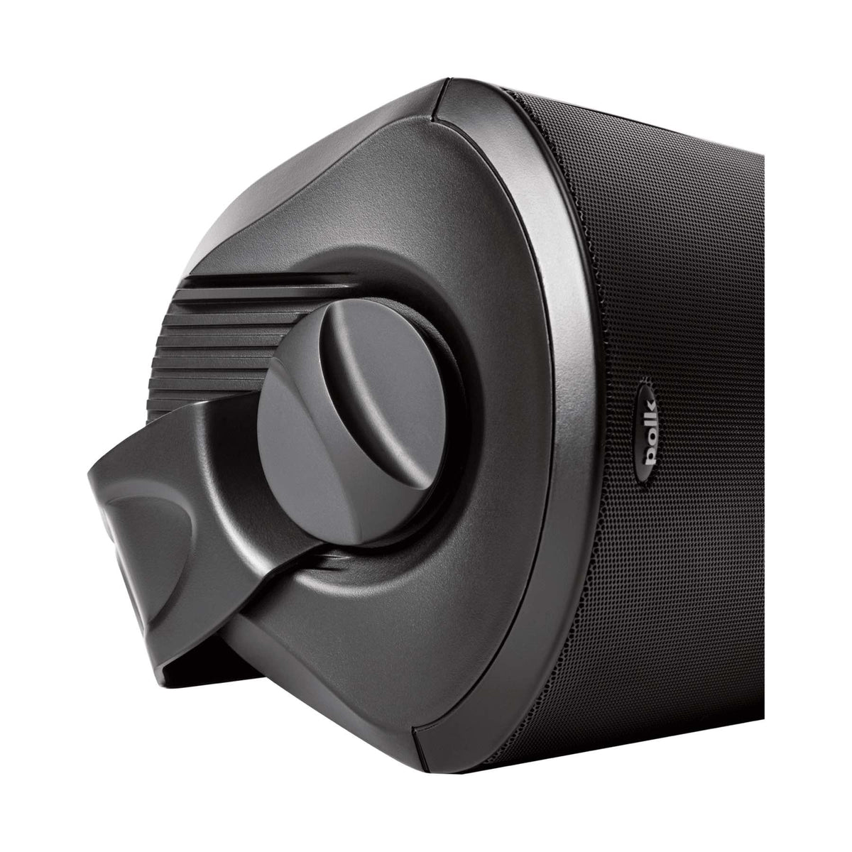 Polk Audio Atrium 8 SDI juodos spalvos lauko garso kolonėlė, šonas ir reguliavimo rankenėlė