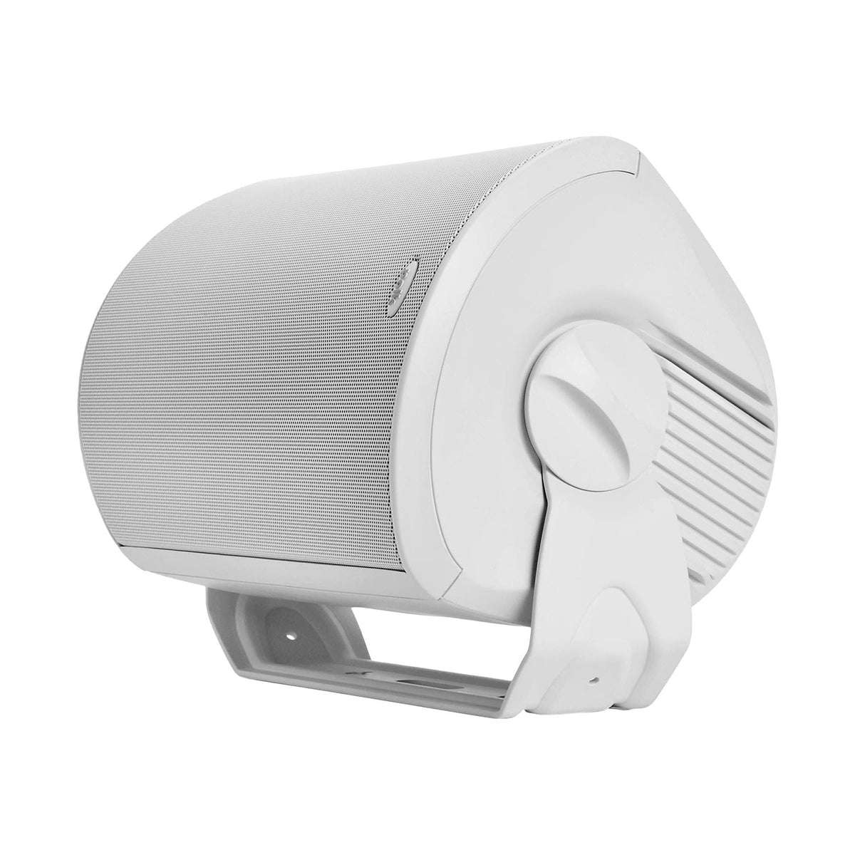 Polk Audio Atrium 8 SDI baltos spalvos lauko garso kolonėlė, vaizdas kampu su laikikliu