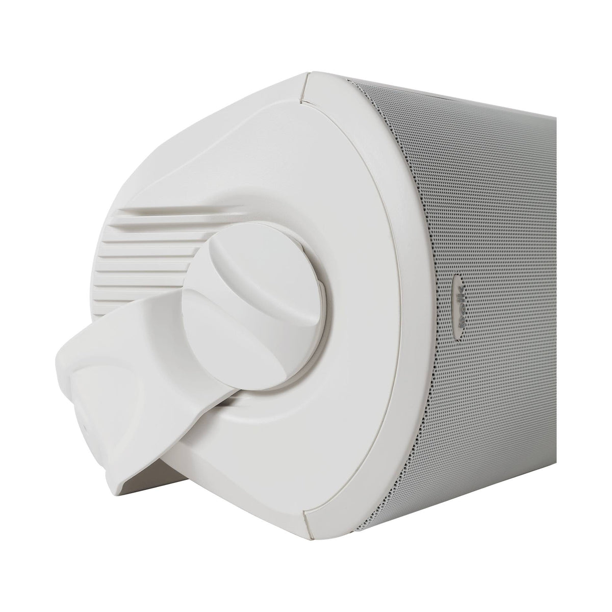 Polk Audio Atrium 8 SDI baltos spalvos lauko garso kolonėlė, šonas ir reguliavimo rankenėlė
