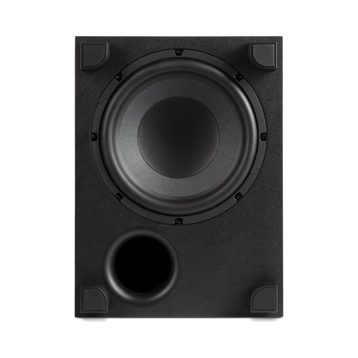 Polk Audio Monitor XT10 aktyvi žemų dažnių kolonėlė, vaizdas iš priekio, be apsauginių grotelių