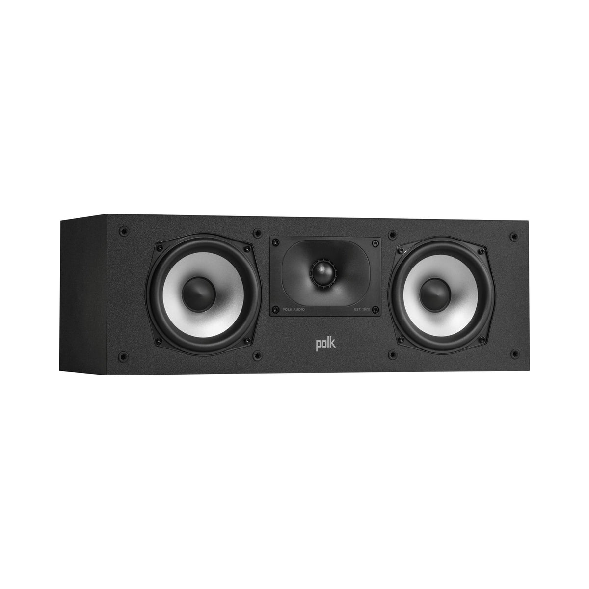 Polk Audio Monitor XT30 centrinė kolonėlė, vaizdas iš priekio kampu, be apsauginių grotelių