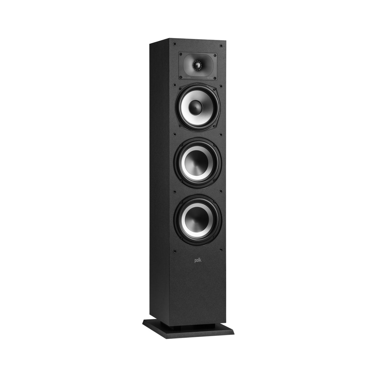 Polk Audio Monitor XT60 grindinė kolonėlė, vaizdas iš priekio kampu, be apsauginių grotelių