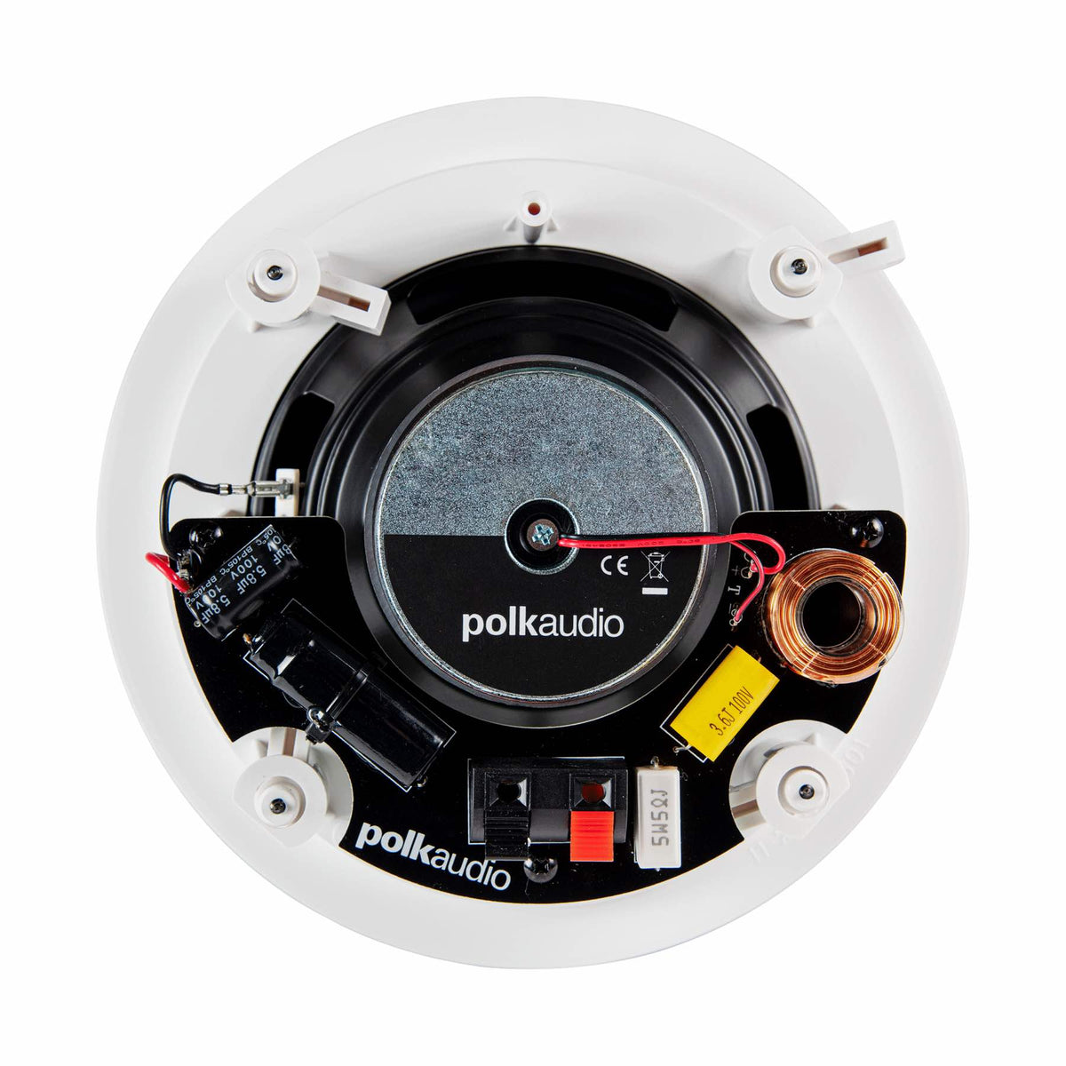 Polk Audio RC80i lubinė kolonėlė, galinė dalis ir prijungimo spaustukai