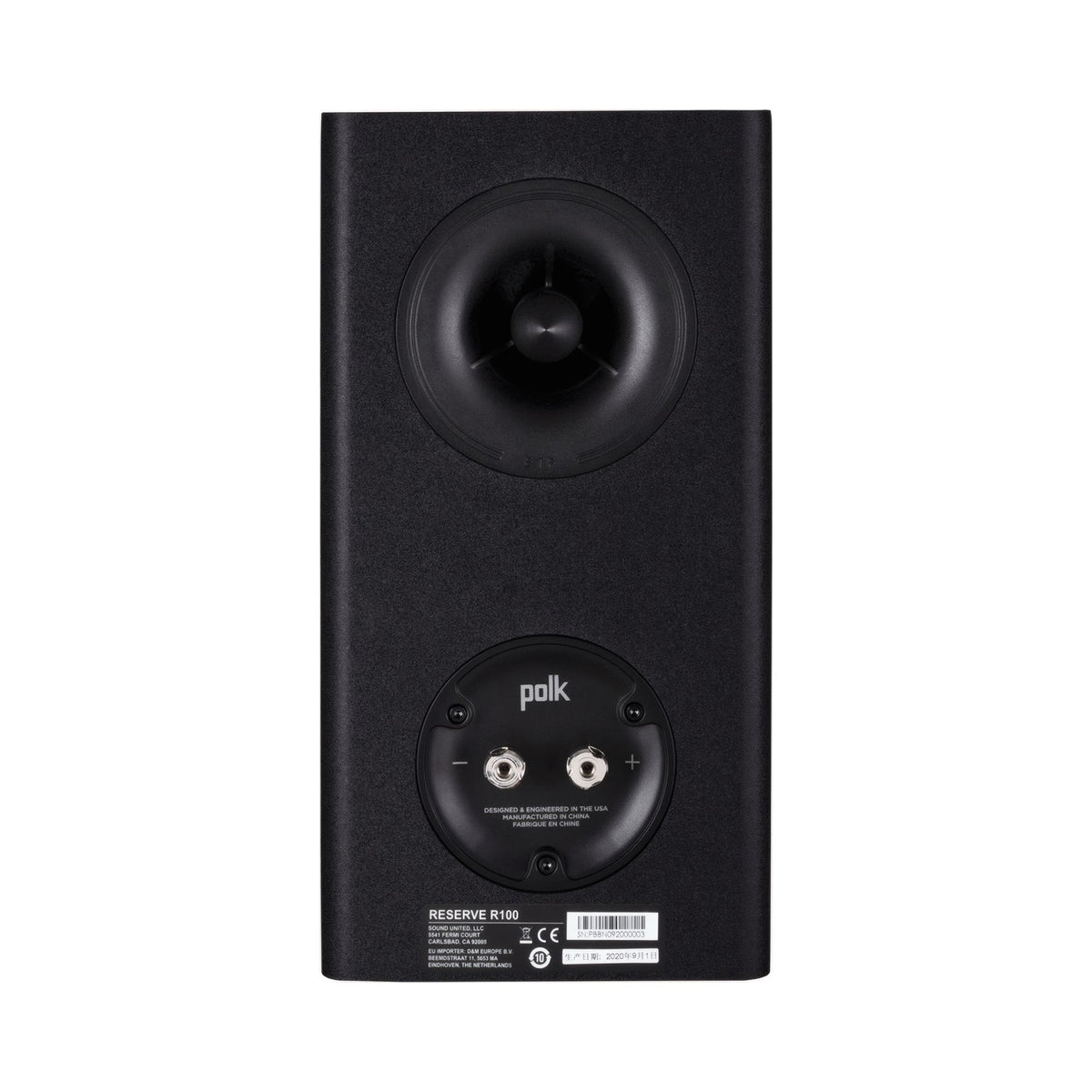 Polk Audio Reserve R100 juodos spalvos lentyninė kolonėlė, galinė pusė