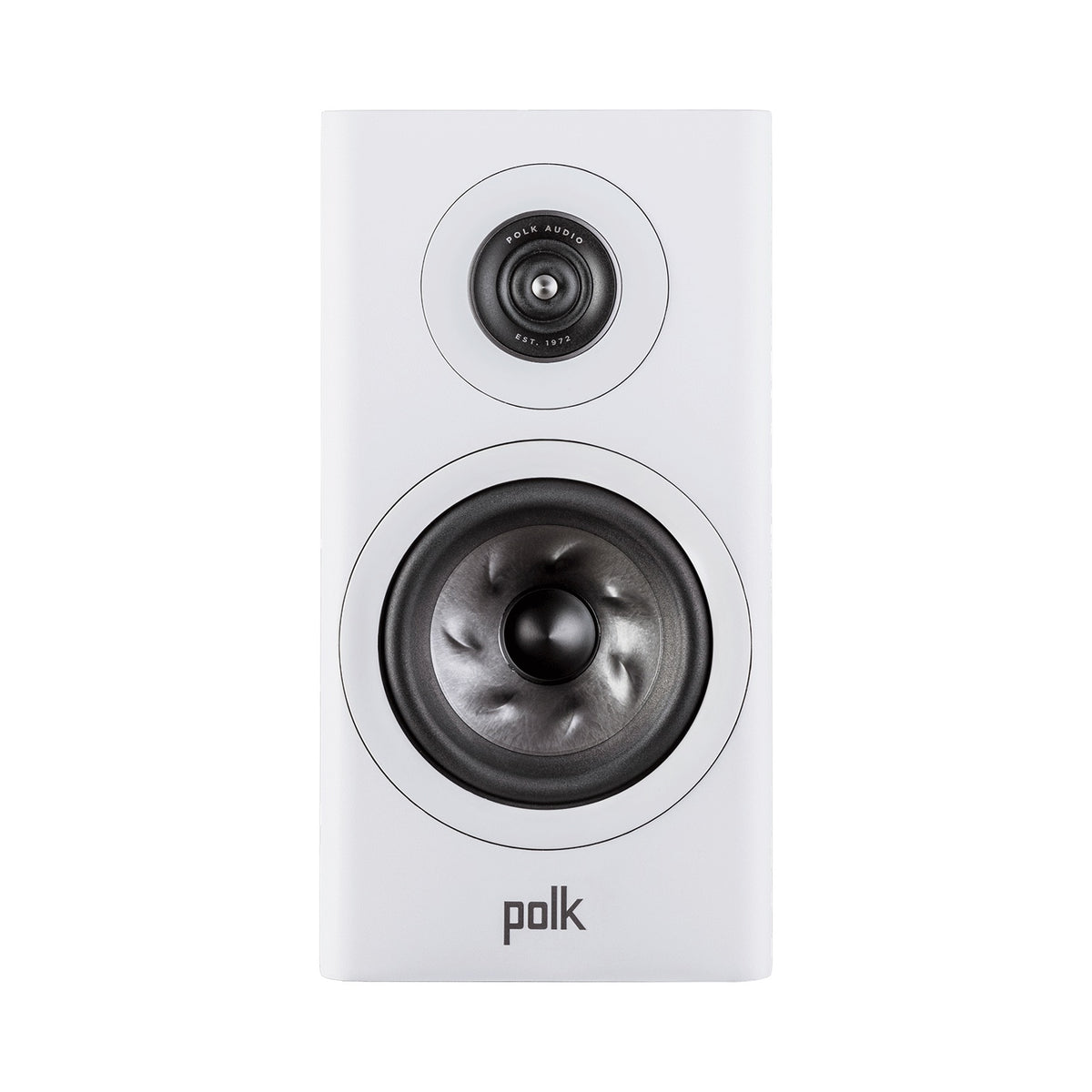 Polk Audio Reserve R100 baltos spalvos lentyninė kolonėlė, priekis be grotelių