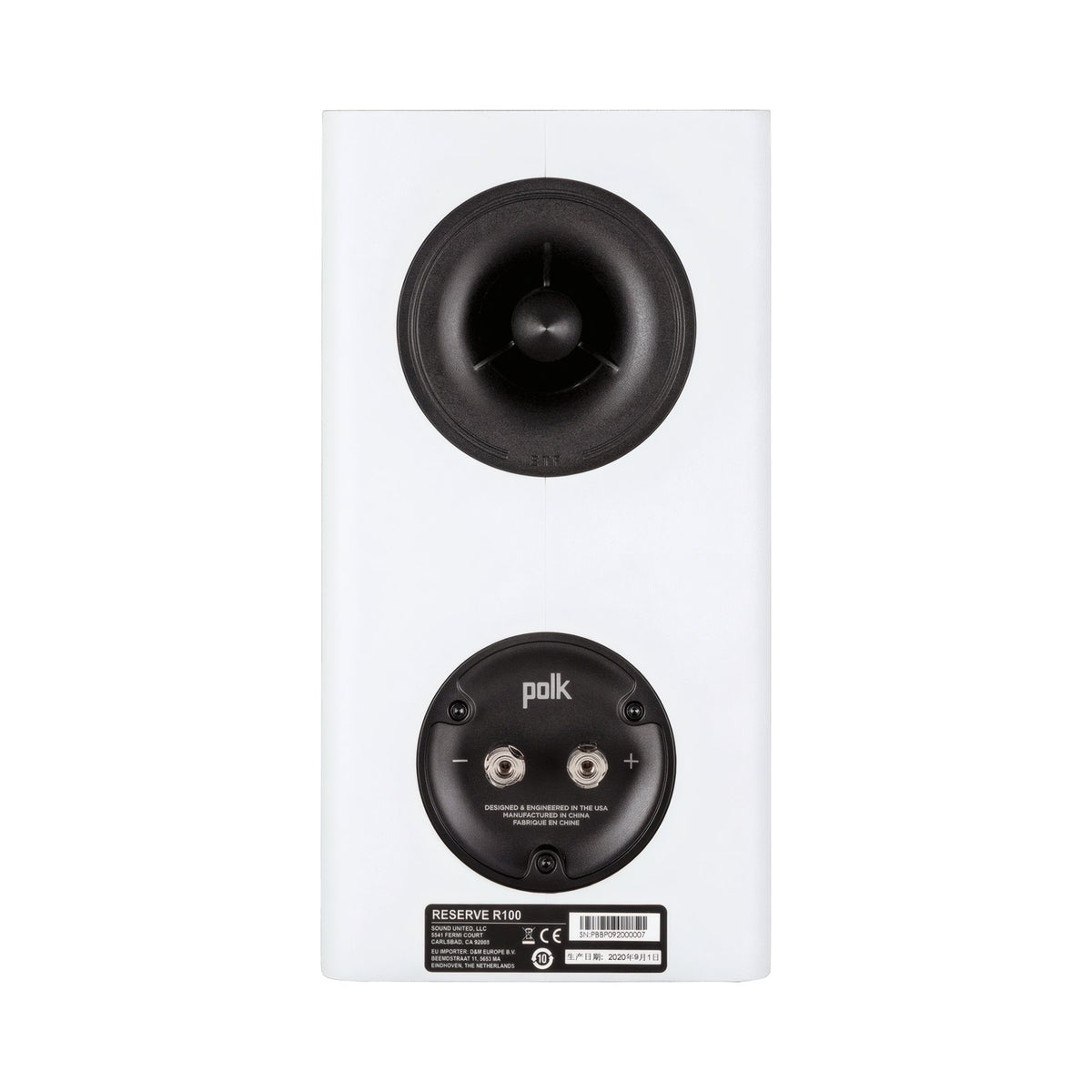 Polk Audio Reserve R100 baltos spalvos lentyninė kolonėlė, galinė pusė