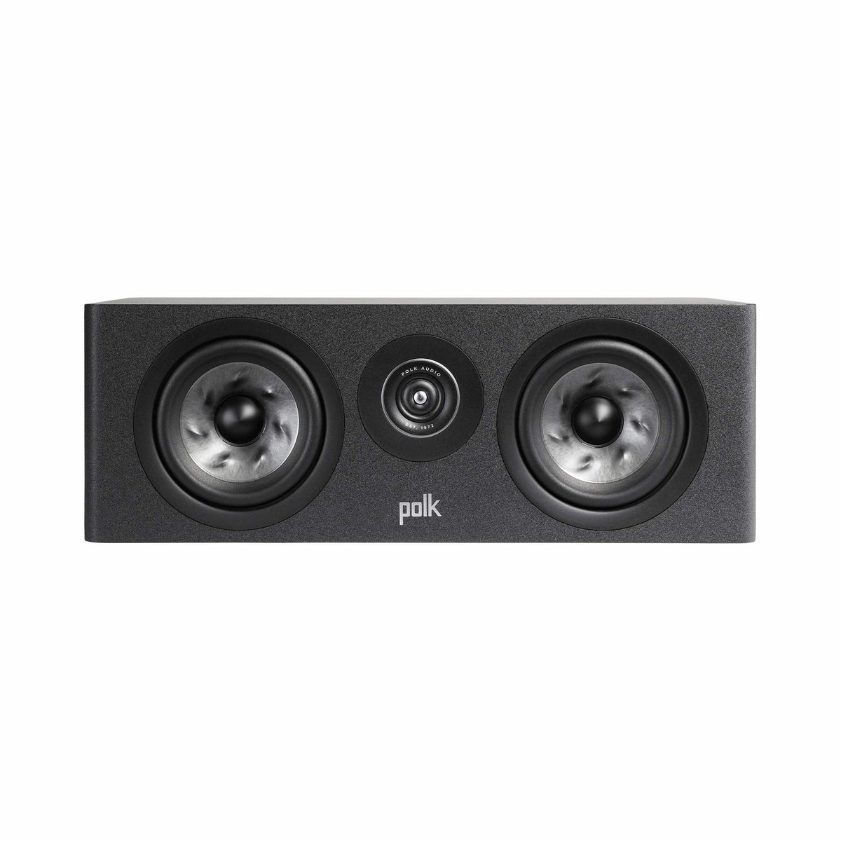 Polk Audio Reserve R300 black center speaker, front view without grilles