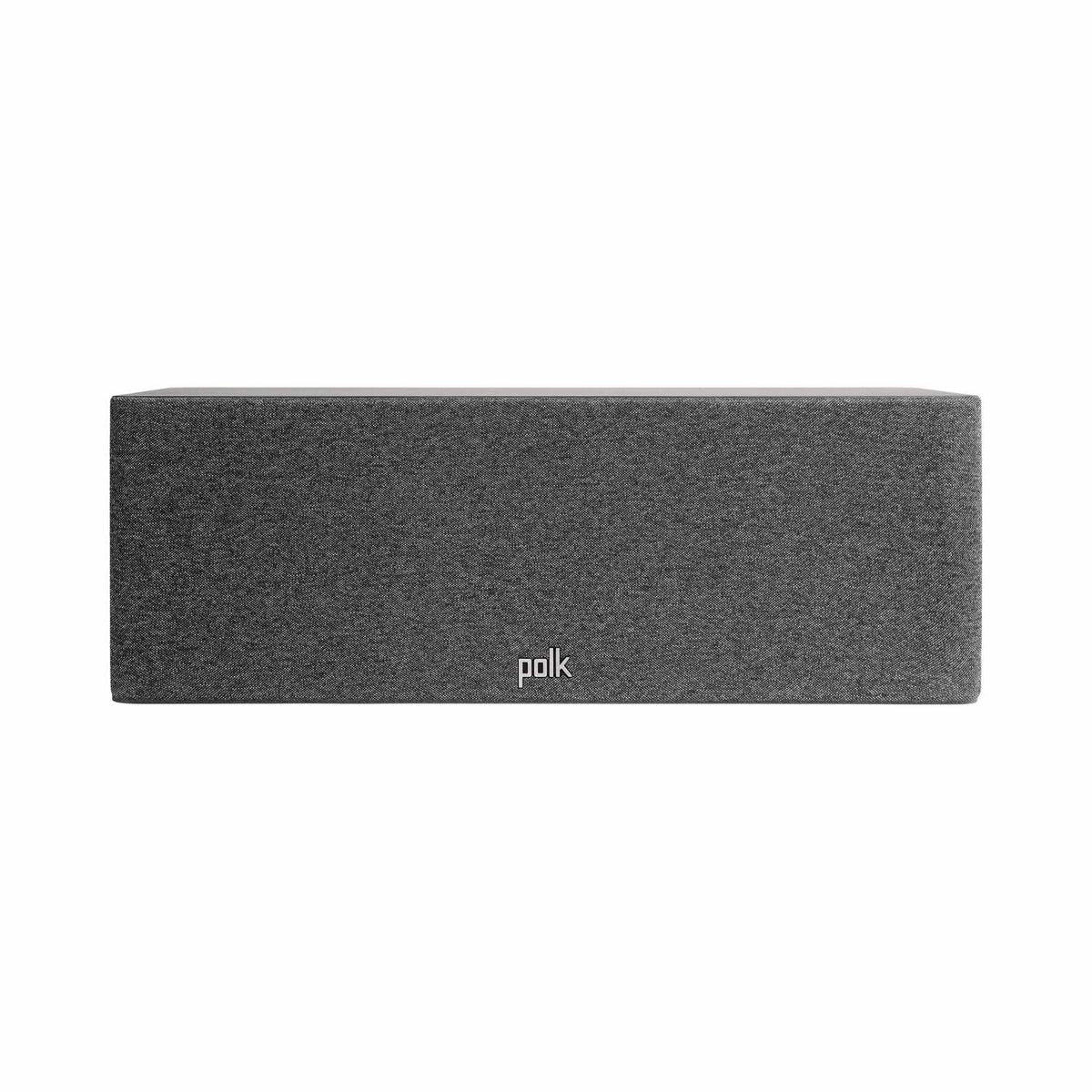 Polk Audio Reserve R300 black center speaker, front view with grilles