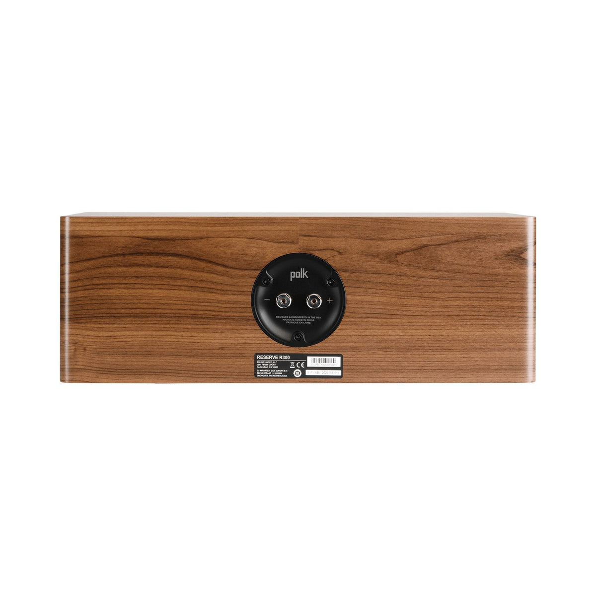 Polk Audio Reserve R300 walnut center speaker, rear view