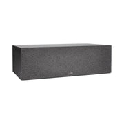 Polk Audio Reserve R400 juodos spalvos centrinė kolonėlė, vaizdas kampu su grotelėmis