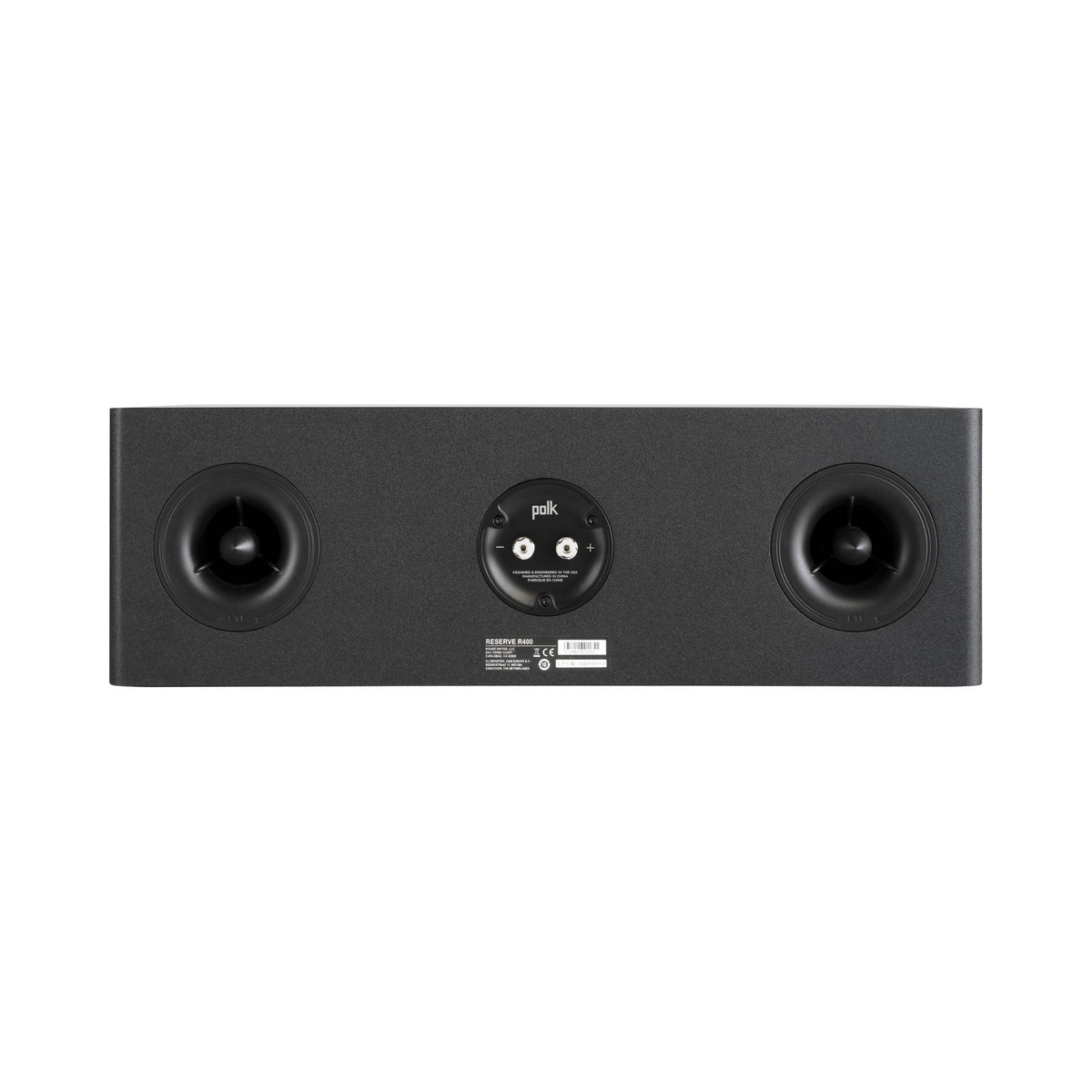 Polk Audio Reserve R400 juodos spalvos centrinė kolonėlė, galinė pusė