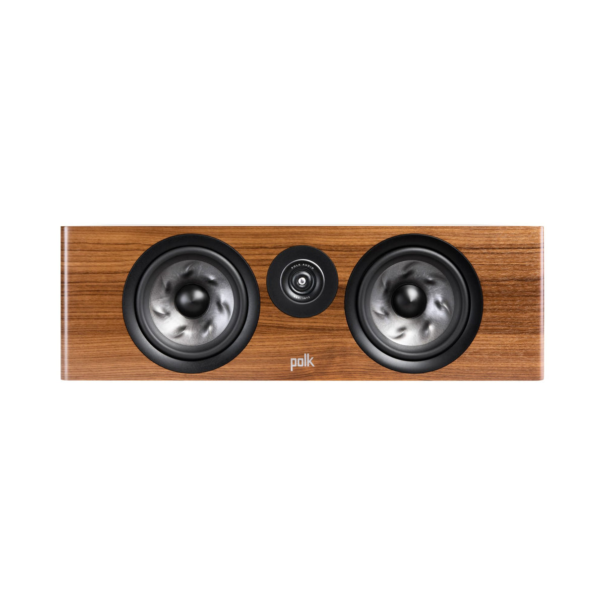 Polk Audio Reserve R400 riešutmedžio apdailos centrinė kolonėlė, priekis be grotelių