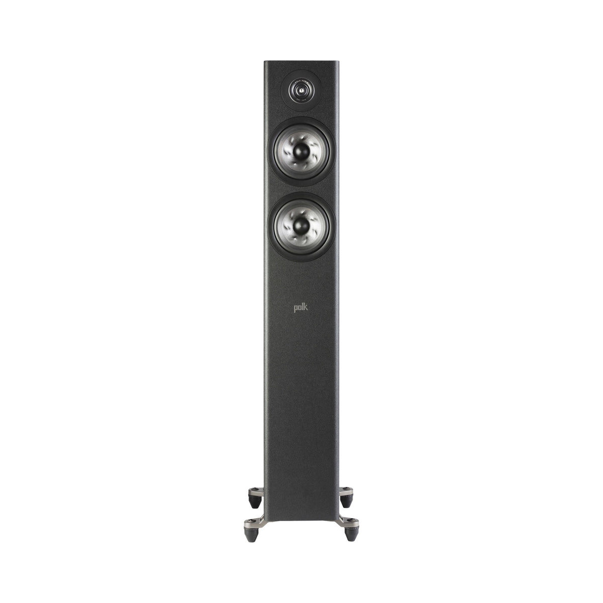 Polk Audio Reserve R500 black floorstanding speaker, front view without grilles