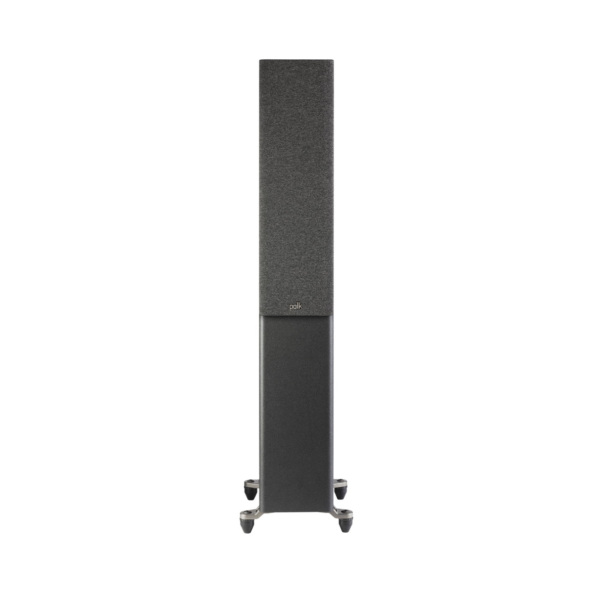Polk Audio Reserve R500 black floorstanding speaker, front view with grilles