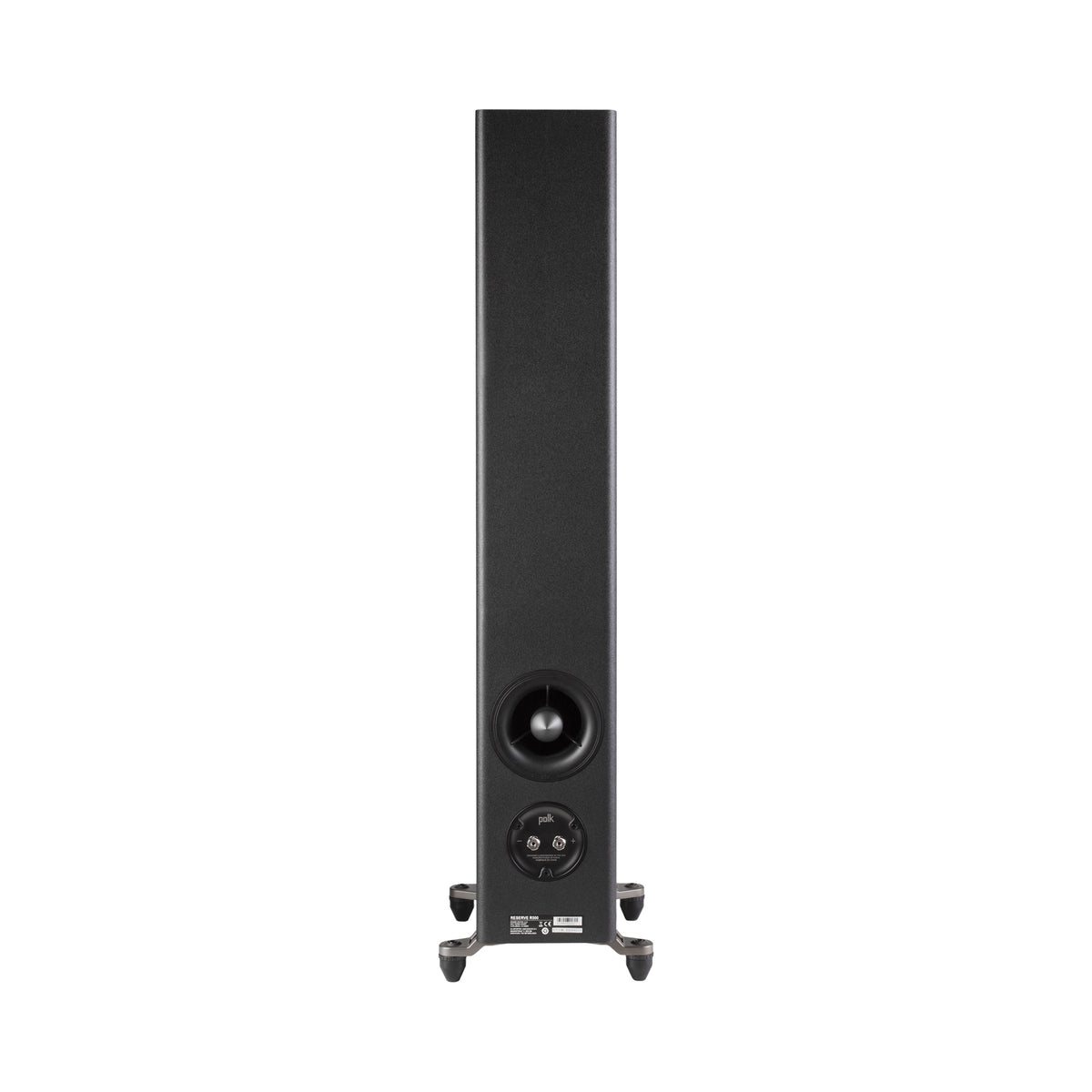 Polk Audio Reserve R500 black floorstanding speaker, rear view