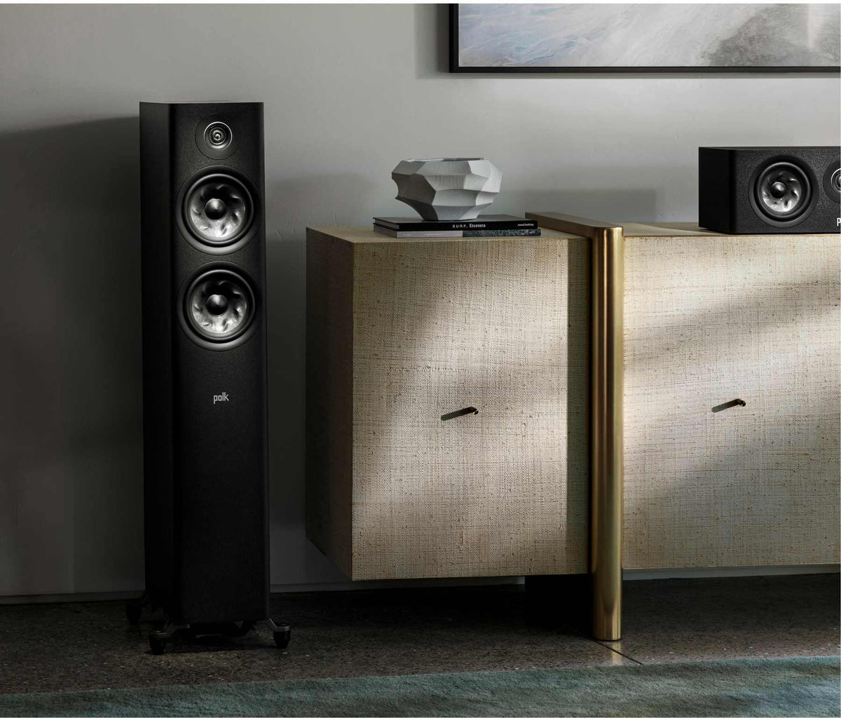 Polk Audio Reserve R500 black floorstanding speaker, another room view