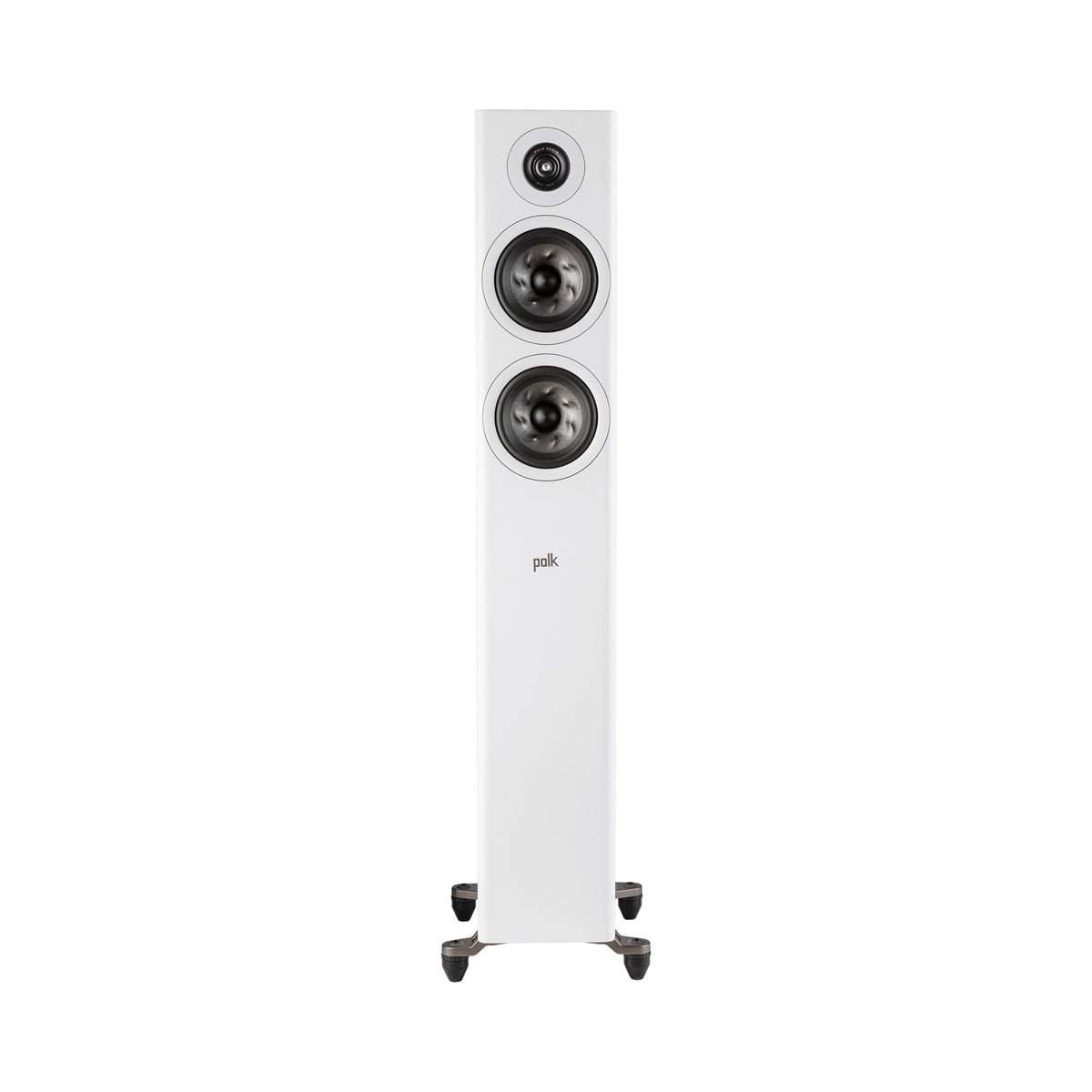 Polk Audio Reserve R500 white floorstanding speaker, front view without grilles