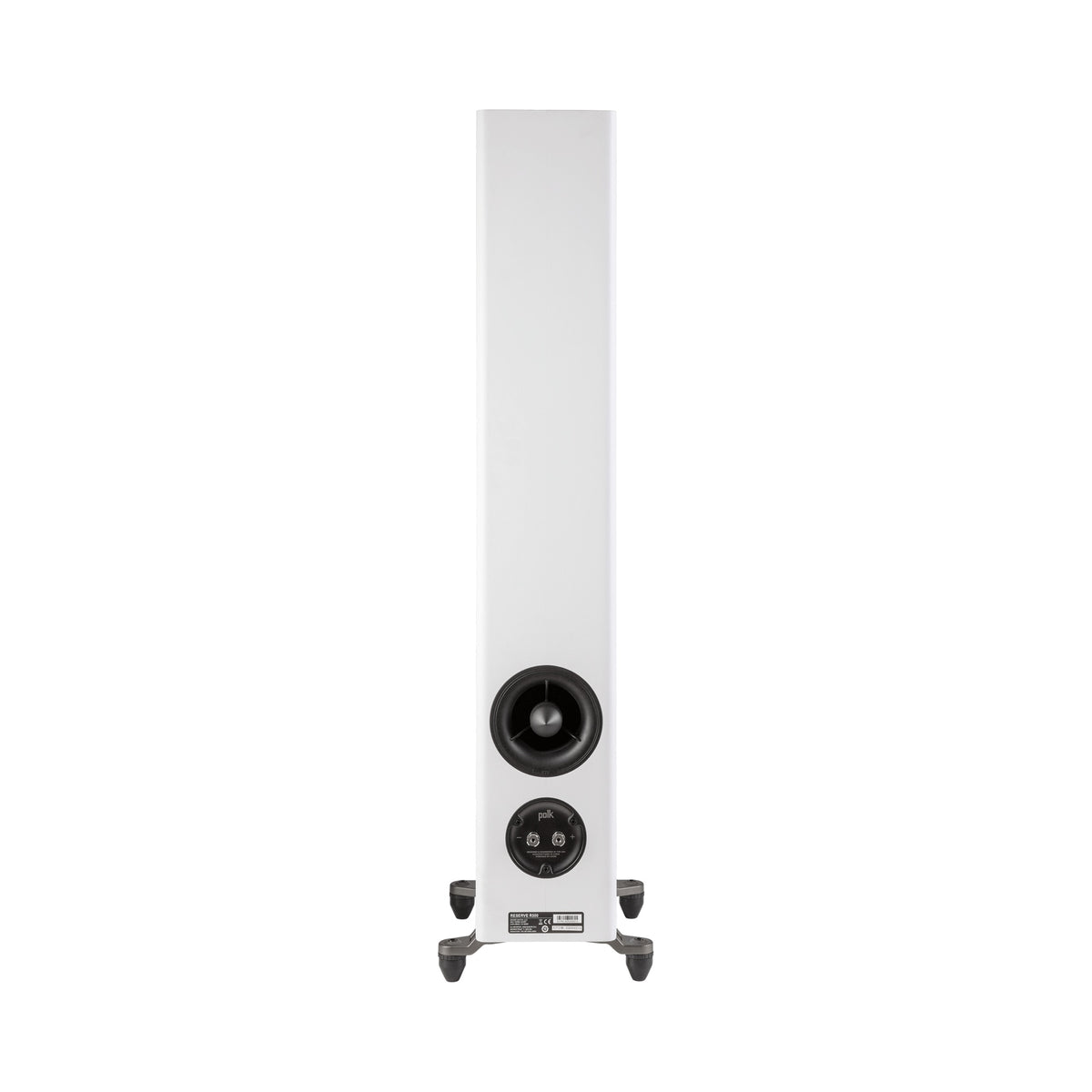 Polk Audio Reserve R500 white floorstanding speaker, rear view