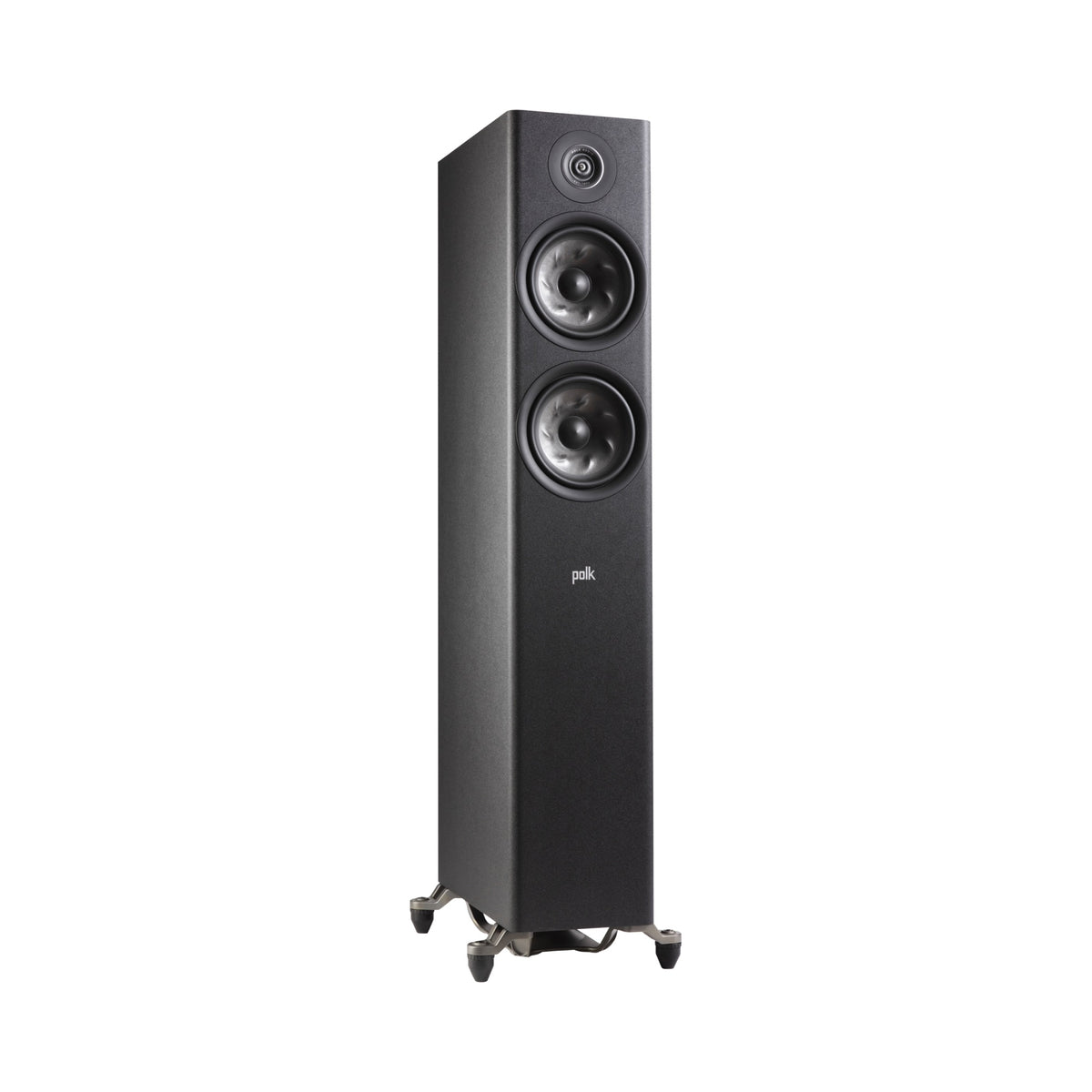 Polk Audio Reserve R600 juodos spalvos grindinė kolonėlė, vaizdas kampu be grotelių