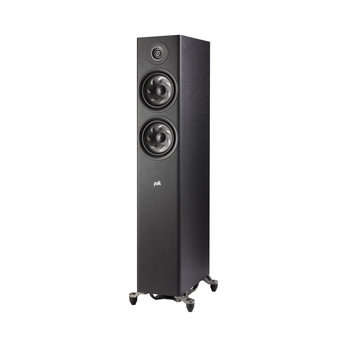 Polk Audio Reserve R600 juodos spalvos grindinė kolonėlė, vaizdas kampu iš kairės be grotelių