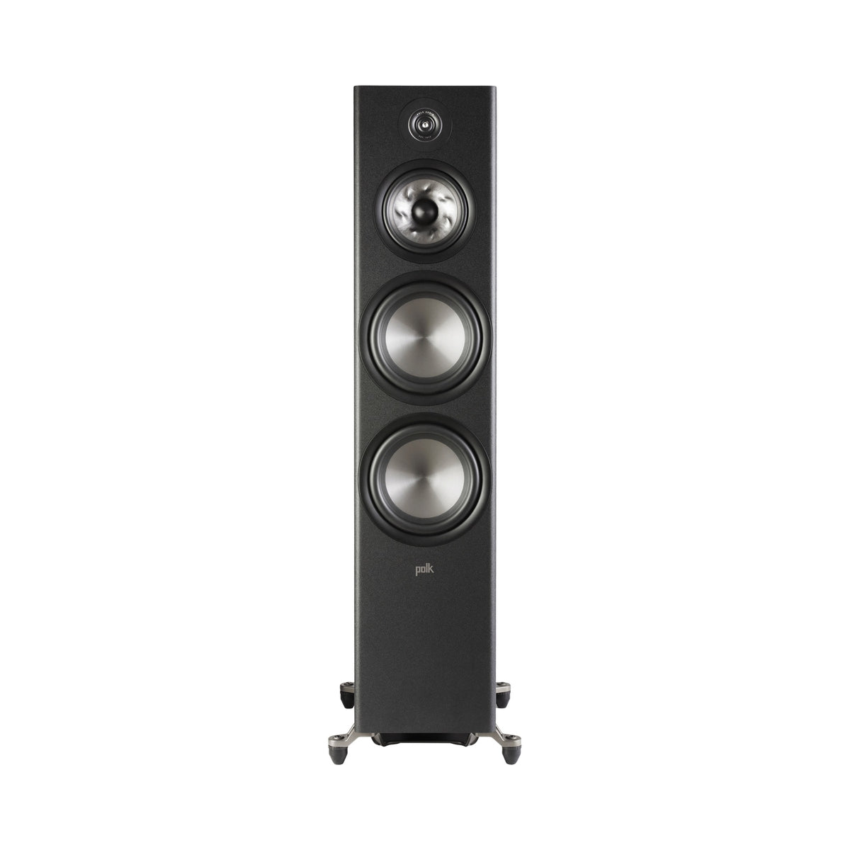 Polk Audio Reserve R700 black floorstanding speaker, front view without grilles