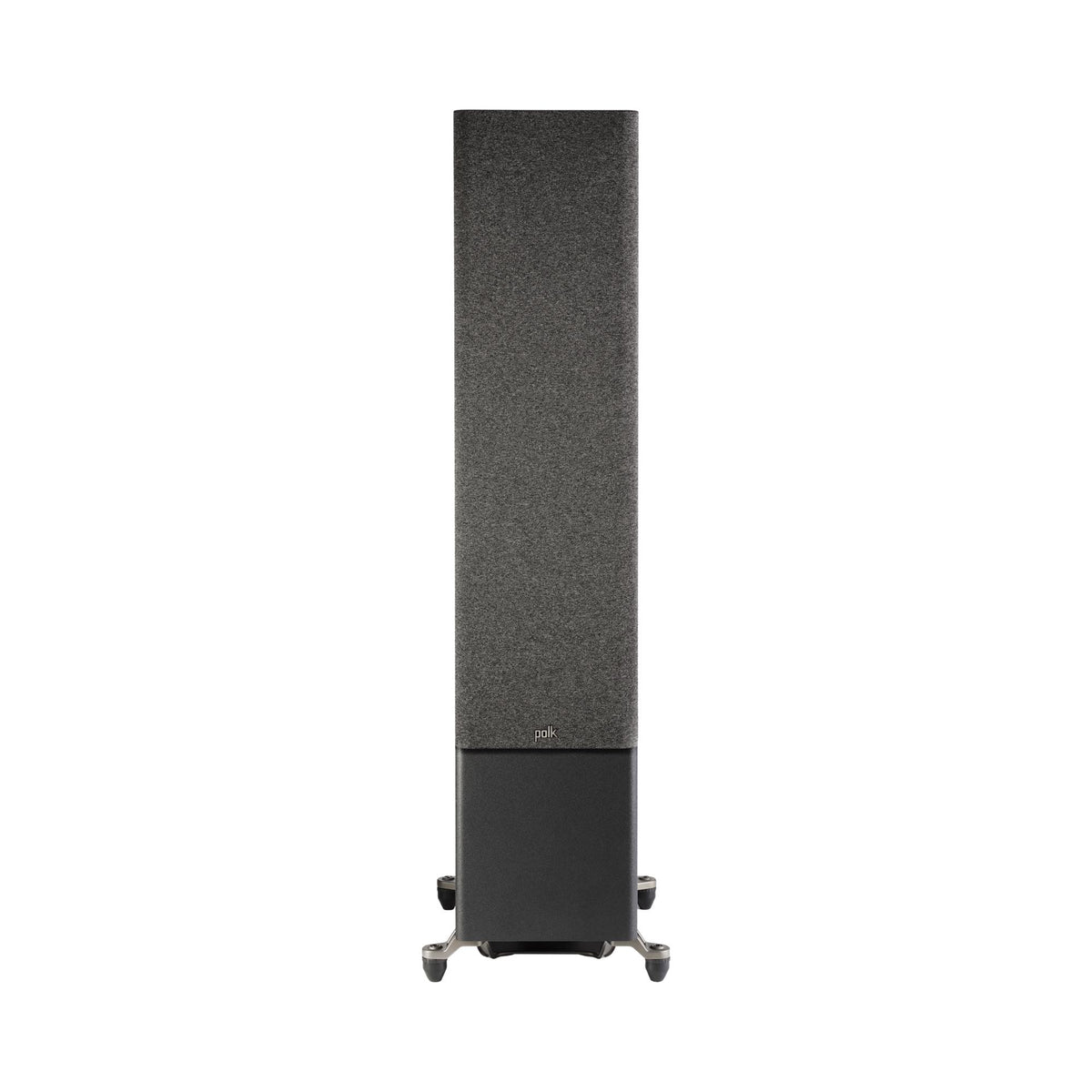 Polk Audio Reserve R700 black floorstanding speaker, front view with grilles