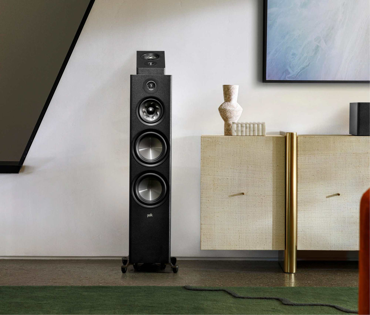 Polk Audio Reserve R700 black floorstanding speaker, another room view
