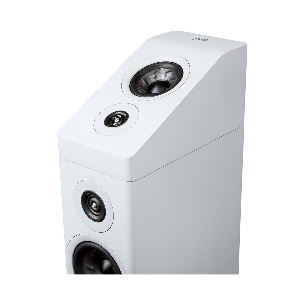 Polk Audio Reserve R900 white height speaker, driver detail from above