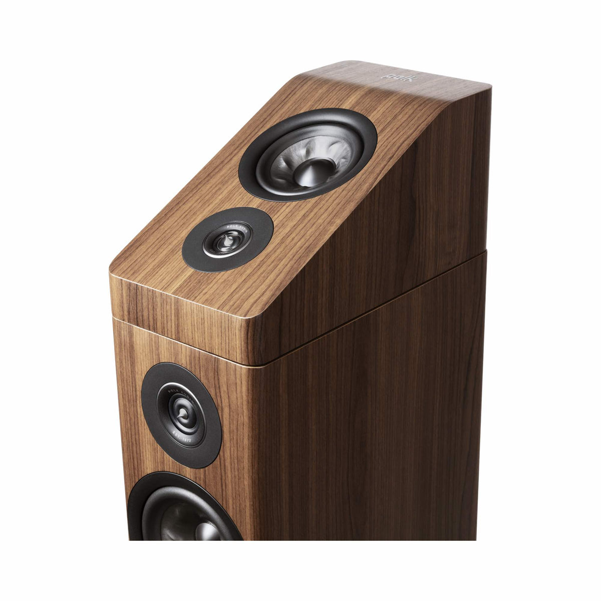 Polk Audio Reserve R900 walnut height speaker, driver detail from above